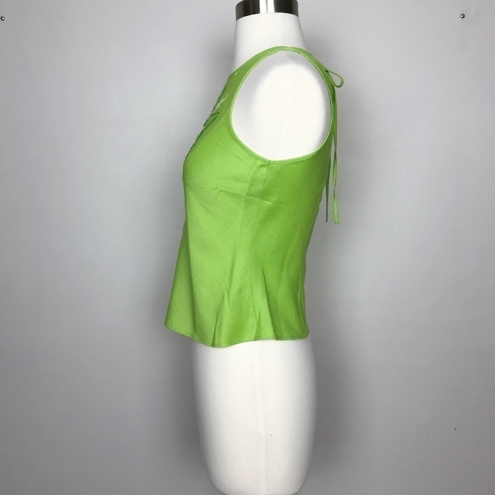 SON Fashion Lime Embroidered Tank Tie Back Size XS - Picture 3 of 8